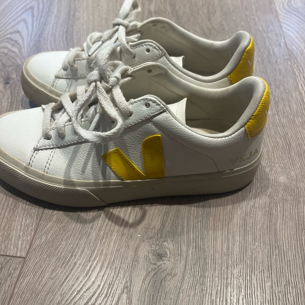 Veja Women's White and Yellow Casual Sneakers